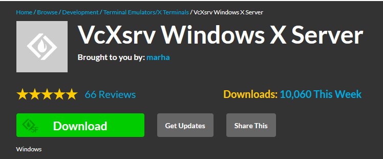 Screenshot of SourceForge Download